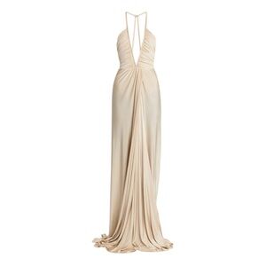 TOM FORD
Plunging Ruched Fluid Jersey Slit Gown